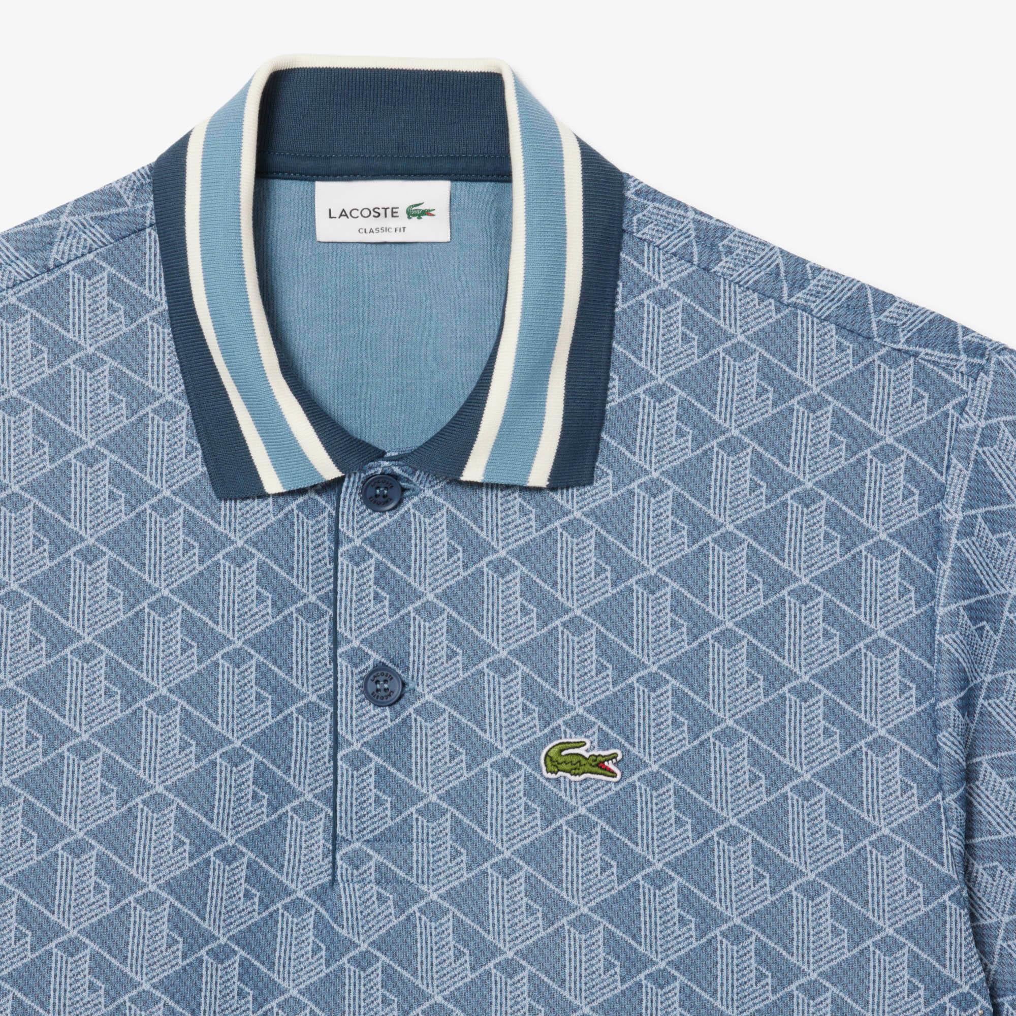 Mens Lacoste Monogram Motif Polo Shirt Falcon/Overview